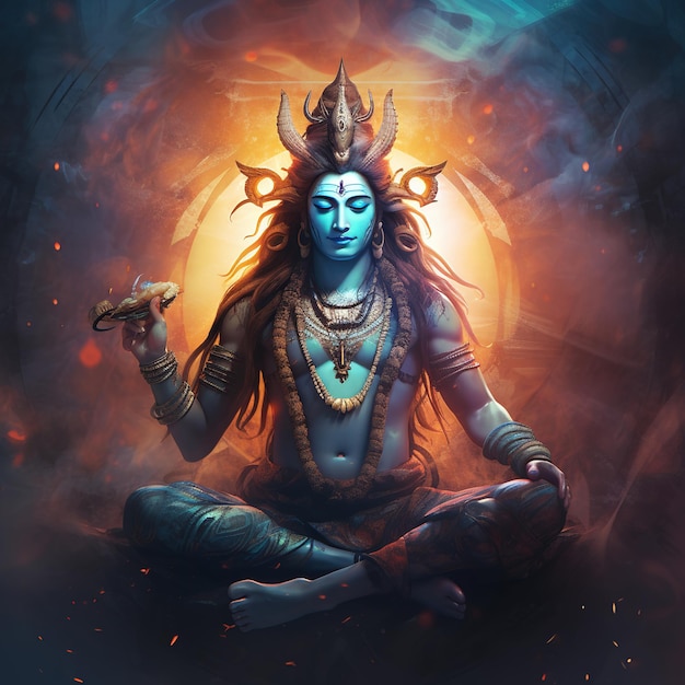 바탕 화면 Generative Ai를 위한 Lord mahadev God Shiv 포스터 디자인