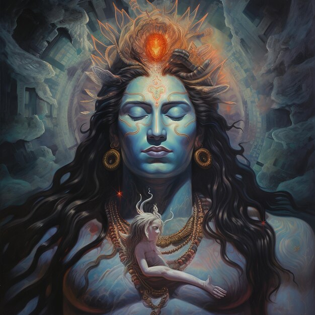 바탕 화면 Generative Ai를 위한 Lord mahadev God Shiv 포스터 디자인