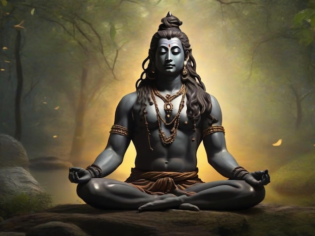 Photo lord mahadev meditating in nature