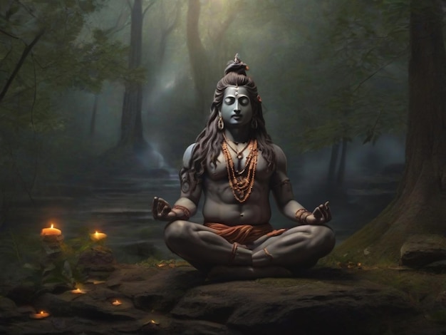 Photo lord mahadev meditating in nature