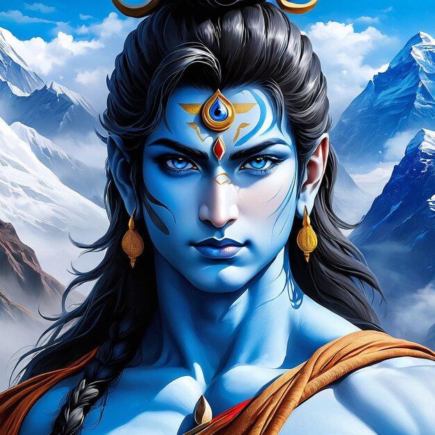 Premium Photo | Lord Mahadev in spring flower garden