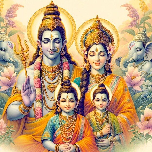 Lord Mahadev with family best image