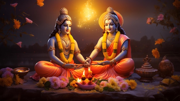 Lord mirabai and Mahalaxmi wallpaper image Ai generated art