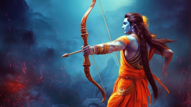 Lord ram holding bow and arrow generative AI