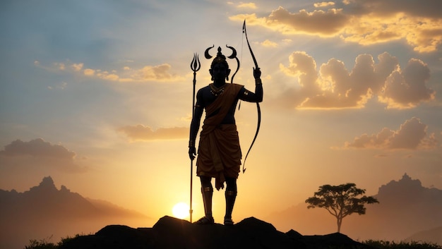 lord ram with har bow silhouette