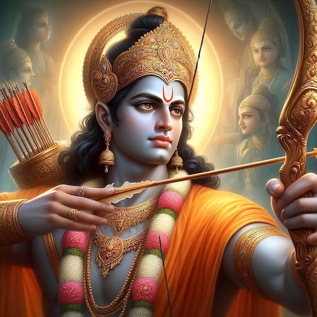 Premium AI Image | Lord Rama Portrait Illustration of Lord Rama Happy