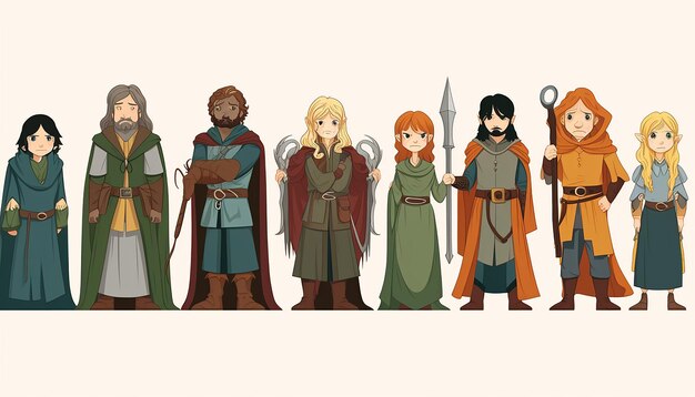 Photo lord of the rings illustration of the main charachters