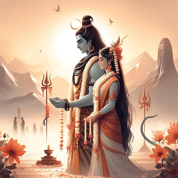 Lord Shiv Parvati illustratie