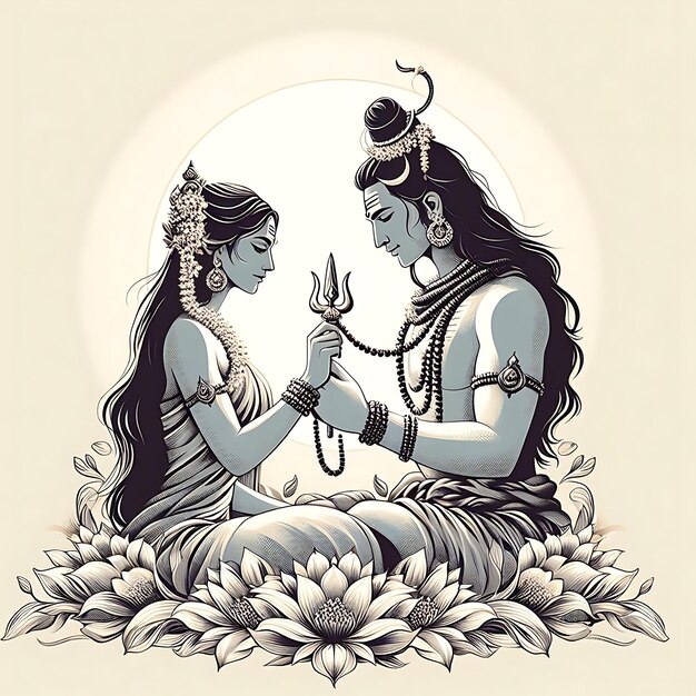 Foto lord shiv parvati illustratie