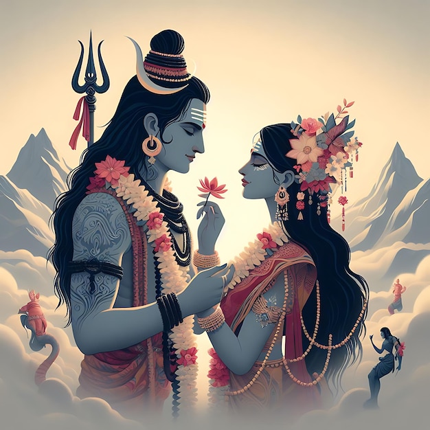 lord shiv parvati illustration