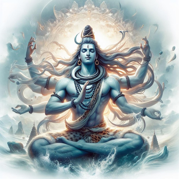 Lord Shiva 3d behang banner Mahadev ai gegenereerd