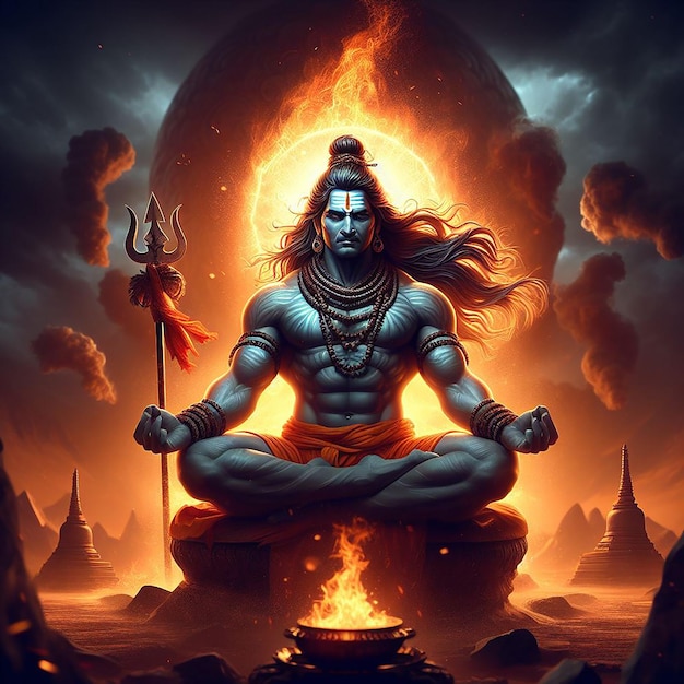 Photo lord shiva 3d wallpaper banner mahadev ai generated