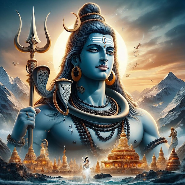 Lord shiva 3d wallpaper banner Mahadev ai generated