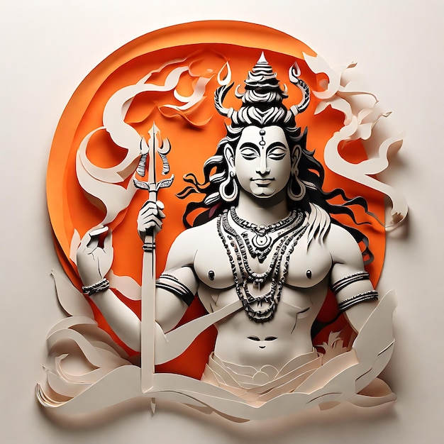 Lord Shiva colorful illustration paper art