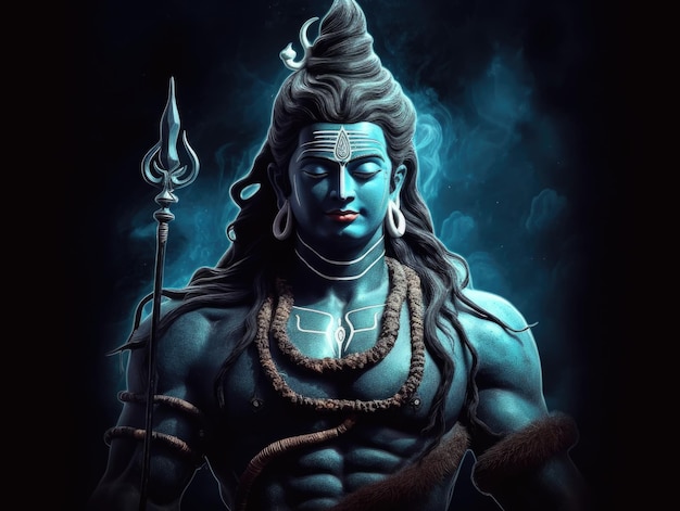 어두운 배경에 힌두교 벡터 그림의 Lord Shiva 인도 신
