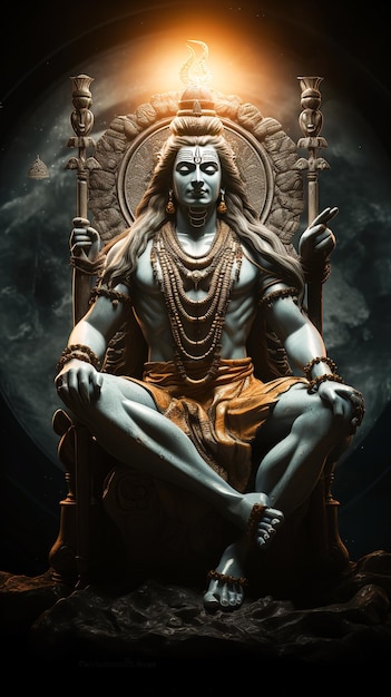 Lord Shiva in Meditation with Magical Lights