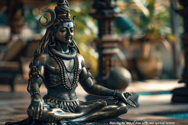 Photo lord shiva powerful deity in divine meditation