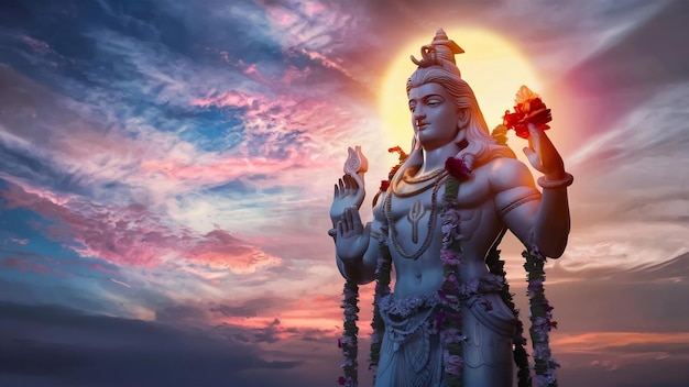 Lord shiva statue among beautiful sky