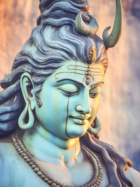 Lord Shiva Statue Painting Artwork Generative AI