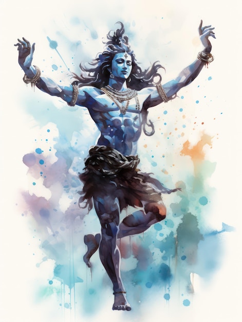 Lord Shiva Statue Painting Artwork Generative AI