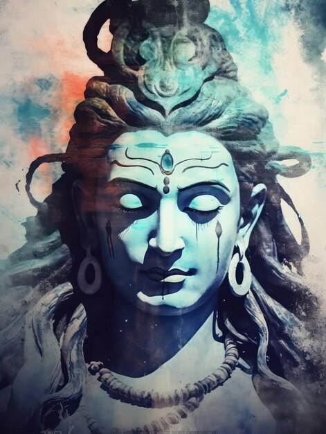 Foto lord shiva statue schilderen kunstwerk generatieve ai