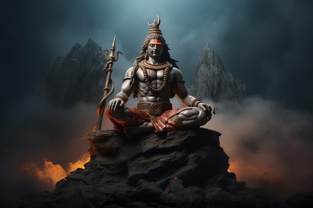 Photo a lord shiva statue stood prominently against an isolated background