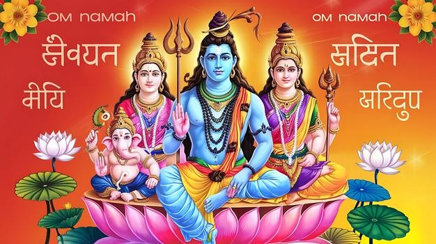 神 Shiva 用多彩的背景壁纸神 Shiva 家庭海报设计壁纸