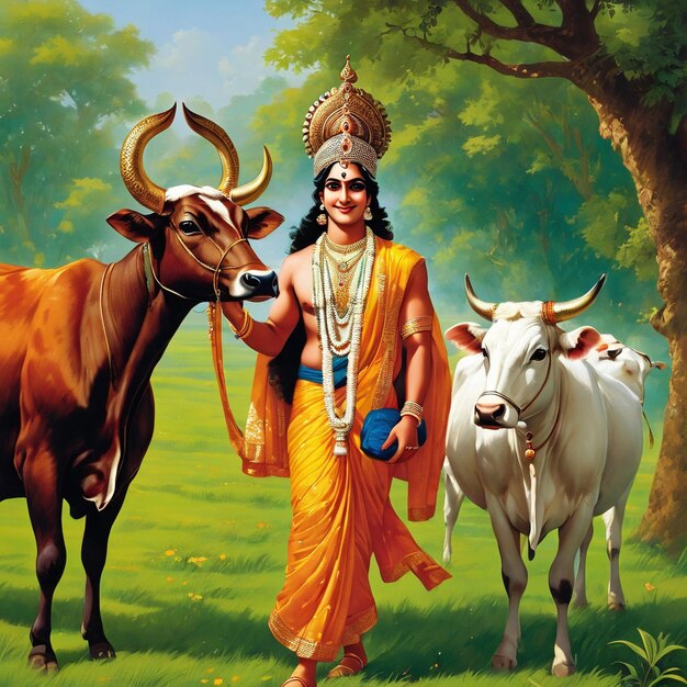 Foto lo sfondo dell'immagine di lord shree krishna