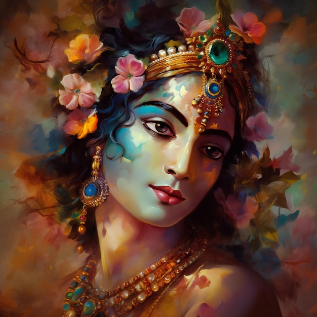 Lord Shree Krishna's Vibrant Adornment