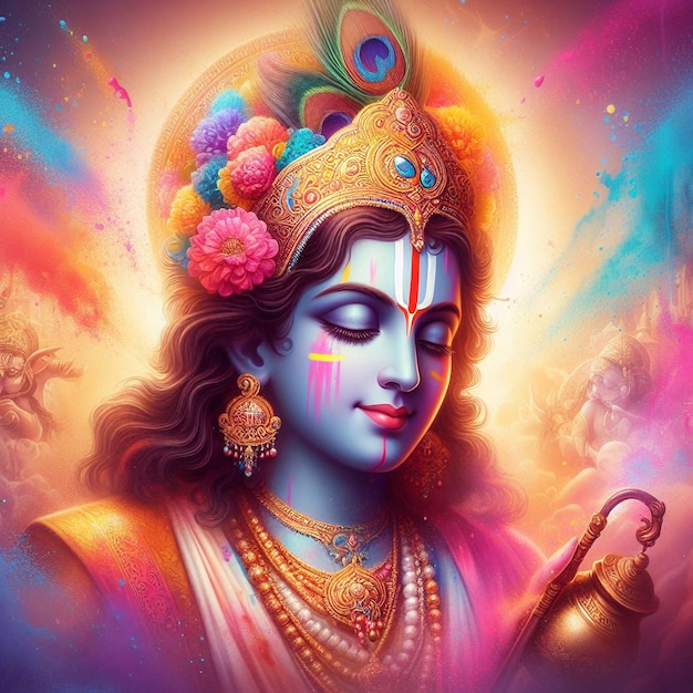 Lord Shri Krishna Holi festival image background