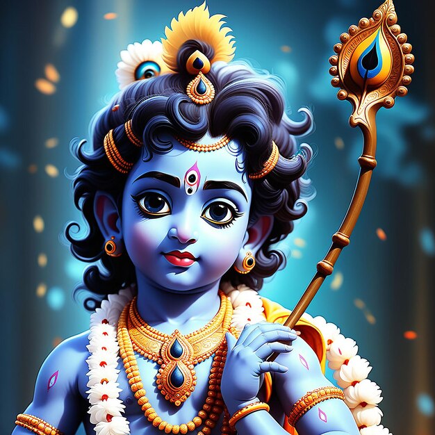 Lord Shri Krishna realistische afbeelding achtergrond