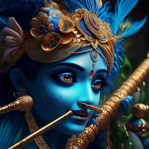 Foto signore sri krishna con il flauto