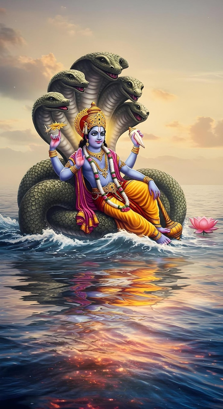 Photo lord vishnu on ananta shesha