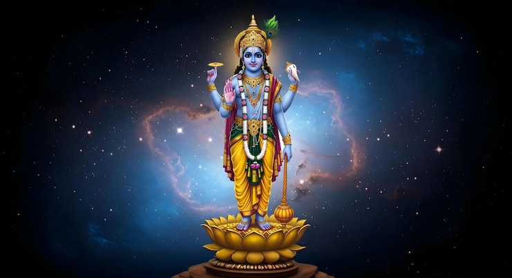 Photo lord vishnu in cosmic space