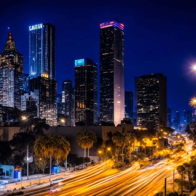 Foto centro di los angeles edifici della città completa generativa ai