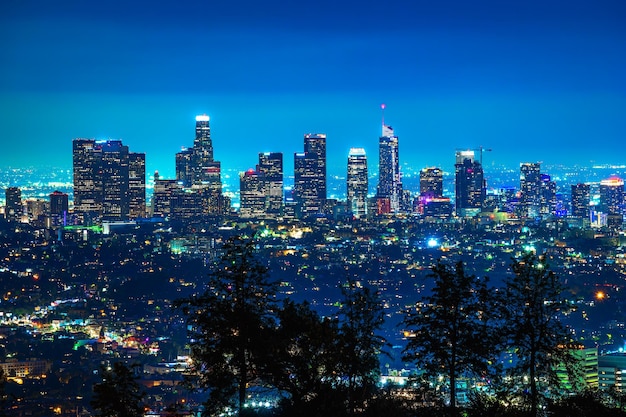 Los angeles skyline photographed from griffith park at night