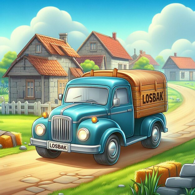 Losbak car on a village road