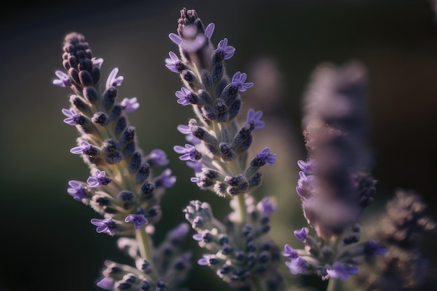 AI が生成したラベンダーの花のアップ ショット