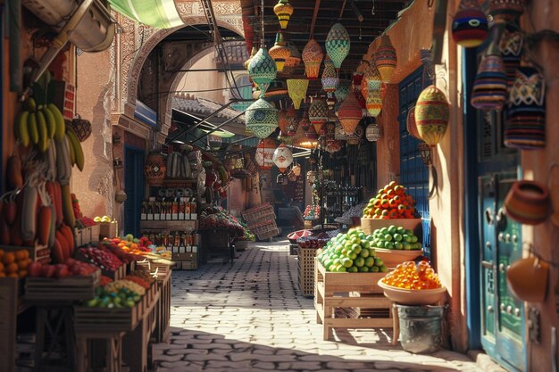 Lose yourself in the vibrant ambiance of Marrakech generative ai