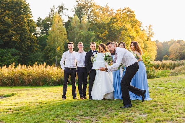 Loser drops the wedding cake during the wedding ceremony