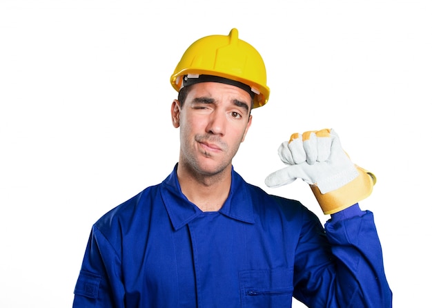 Loser worker on white background