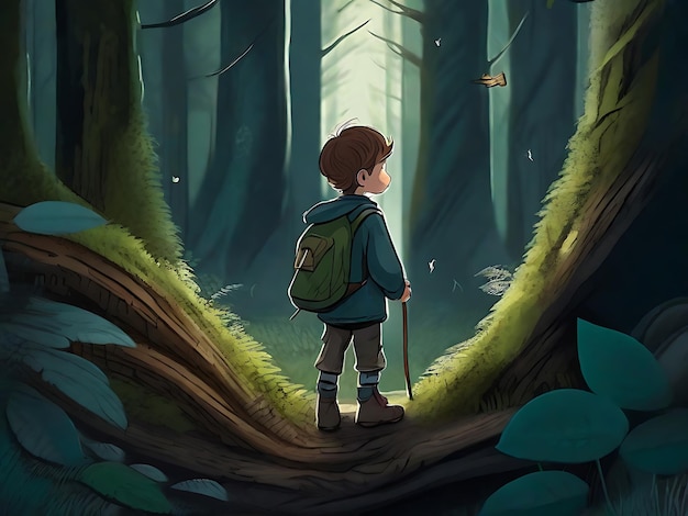 Lost boy in the forest