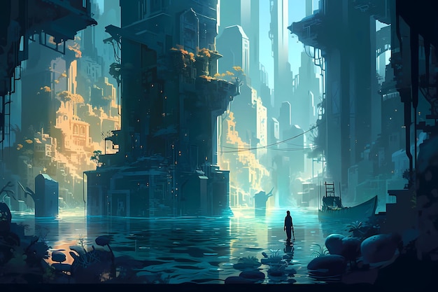 The lost city of atlantis digital art illustration