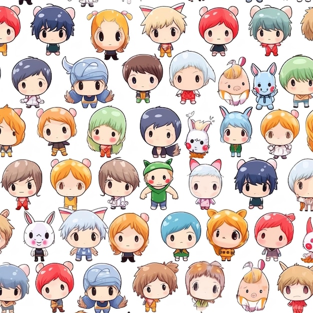 A lot of anime characters on a white background