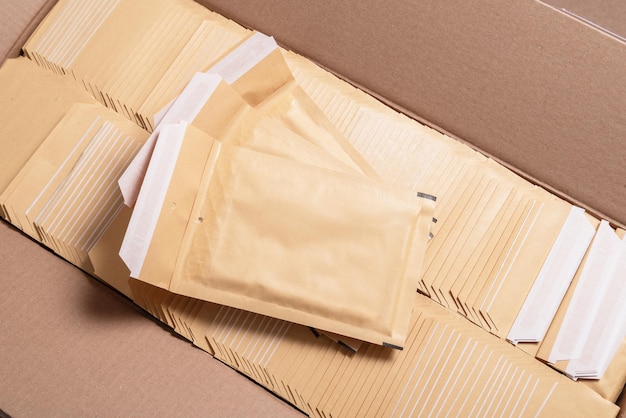 Photo lot of bubble envelopes for postal shipping