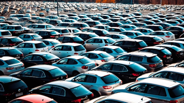 A lot of cars on parking lot stock image background