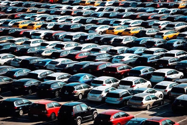 A lot of cars on parking lot stock image background