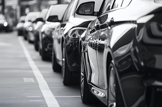 A lot of cars in a rows Used car sales