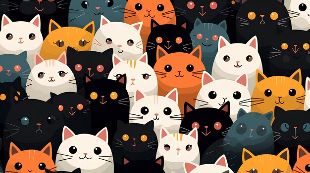 Foto molti gatti dei cartoni animati sullo sfondo gatti degli anime sullo sfondo gatti colorati