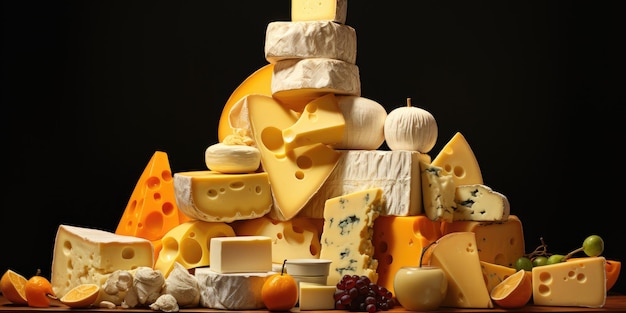 たくさんのチーズ チーズの山 高品質写真 生成 AI